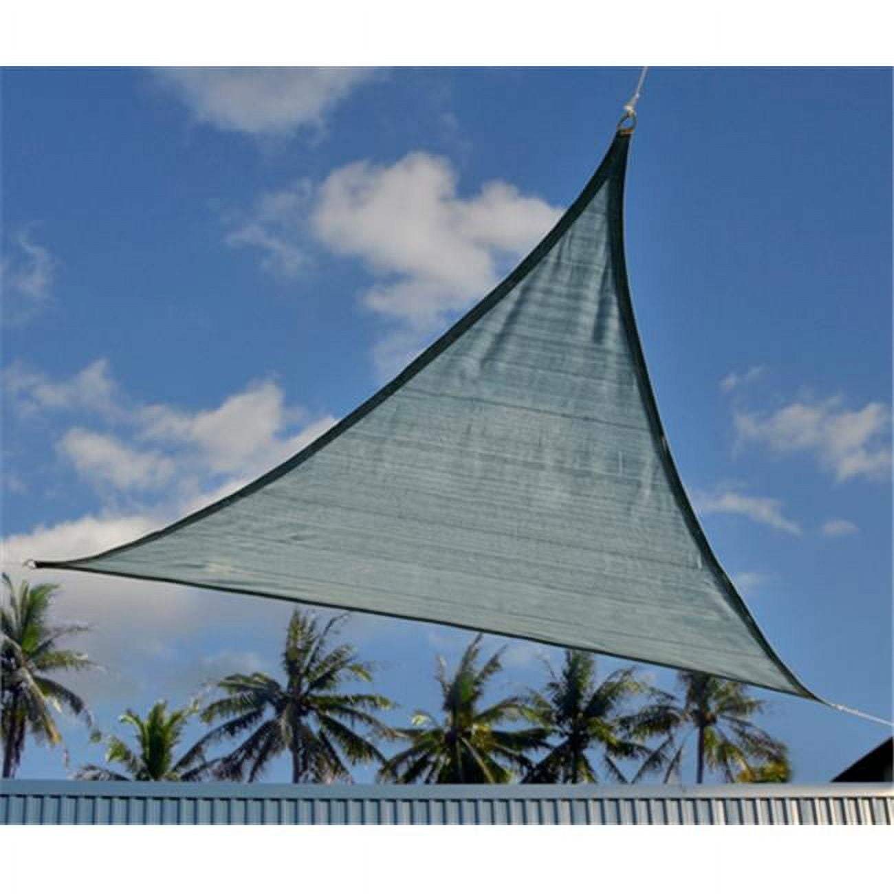 Sea Blue 12ft Triangle Shade Sail with Steel Fittings