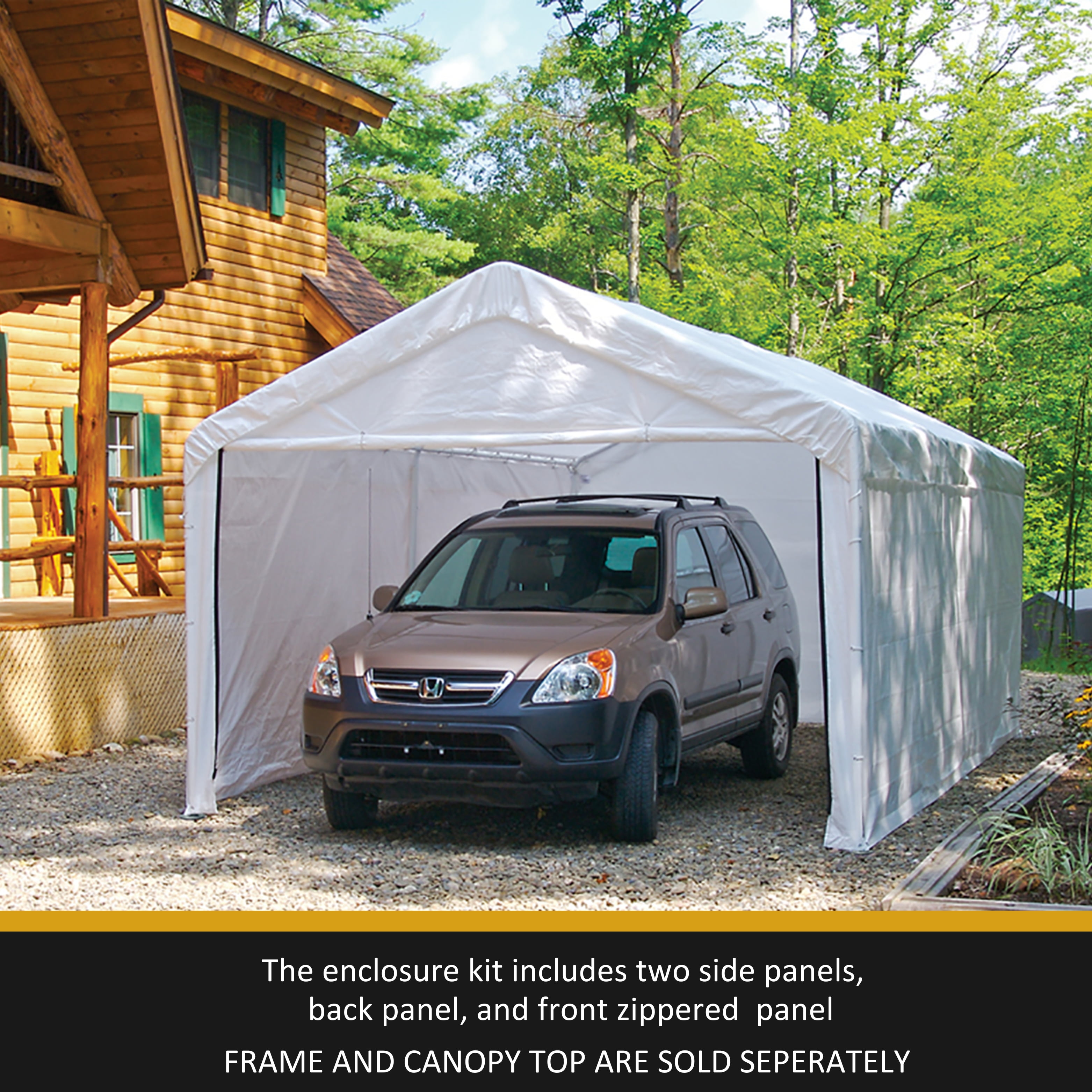 ShelterLogic White Fabric Canopy Enclosure Kit with Zippered Door, 10 x 20 ft