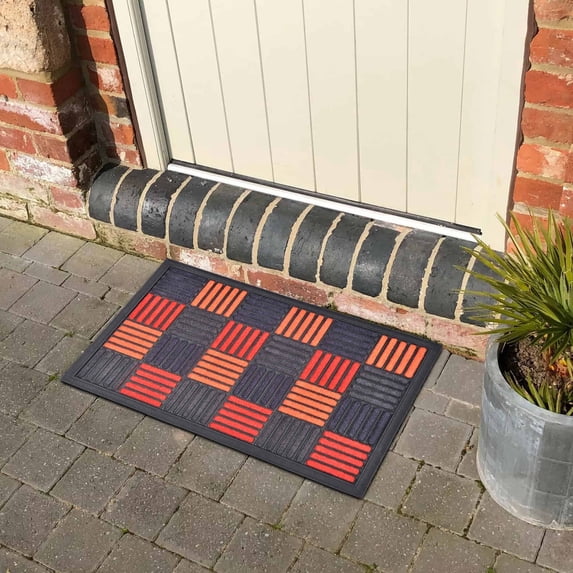 Evideco Orange Caroll Rubber Door Mat 24x16 Inches - Rubber Backing - Indoor Outdoor - Front Door Mat for Entryway, Porch, Patio