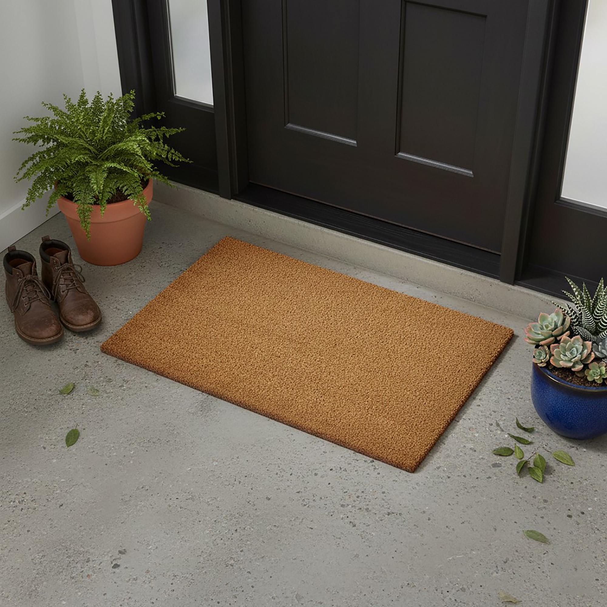 Sheltered Front Door Mat Coir Coco Fibers Rug 24x16 Natural - Walmart.com