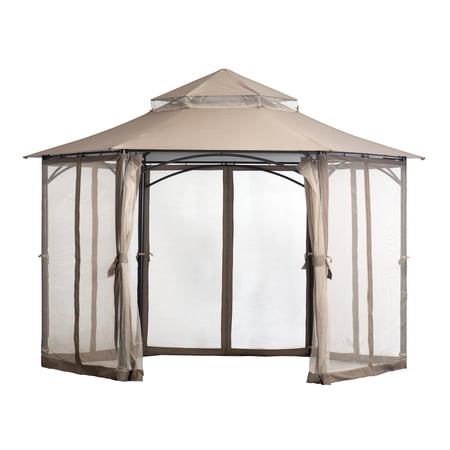 Shelterlogic Magnolia 11'x11' Vented Soft Top Gazebo And Screenhouse Bronze