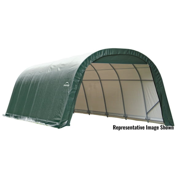 ShelterLogic ShelterCoat 12 x 24 x 8 ft Green Wind And Snow Rated Garage Round