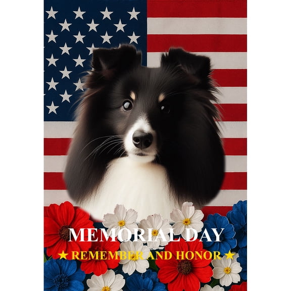 Sheltie Bi Black - Best of Breed Memorial Day Outdoor House Flag 28" x 40" Mailbox Flag Dog Flag