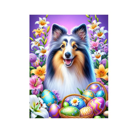 Sheltie Blue Merle - Best of Breed DCR Easter Holiday Outdoor House Flag