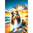 thumbnail image 1 of Sheltie Blue Merle - Best of Breed DCR Summer Sunset Outdoor House Flag 28" x 40", 1 of 1