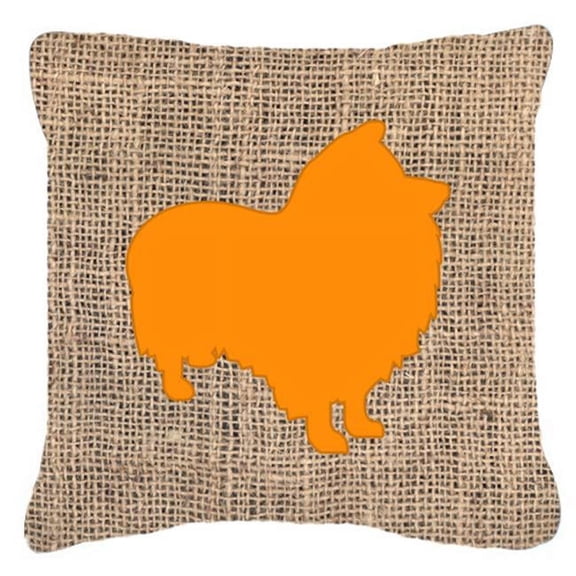 Sheltie Burlap and Orange Fabric Decorative Pillow