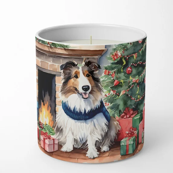 Sheltie Cozy Christmas Decorative Soy Candle 3.25 in x 3.75 in