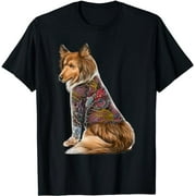 Sheltie Dog with Traditional Dragon Tattoo Irezumi T-Shirt