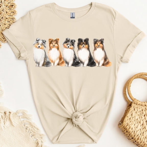Sheltie Dogs In A Row Shirt, Shetland Sheepdog Shirt, Dog Lover Shirt, Sheltie Dog Mom TShirt, Dog Lover , Herding Dog Shirt All Size S-5Xl