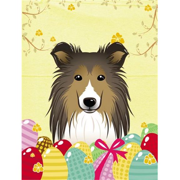 Sheltie Easter Egg Hunt Canvas House Flag