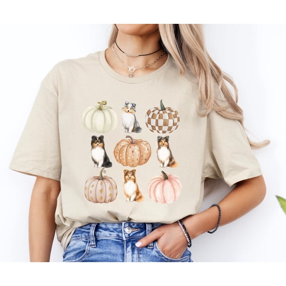 Sheltie Fall Pumpkins Shirt, Shetland Sheepdog, Fall Autumn Sheltie Shirt, Sheltie Dog Mom TShirt, Sheltie Lover , Herding Dogs All Size S-5Xl