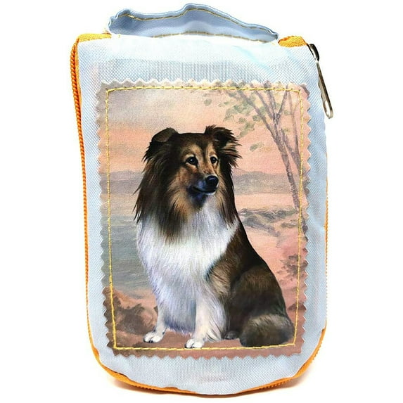 Sheltie Foldable Tote Bag - Durable, Waterproof - Zippered Market Tote