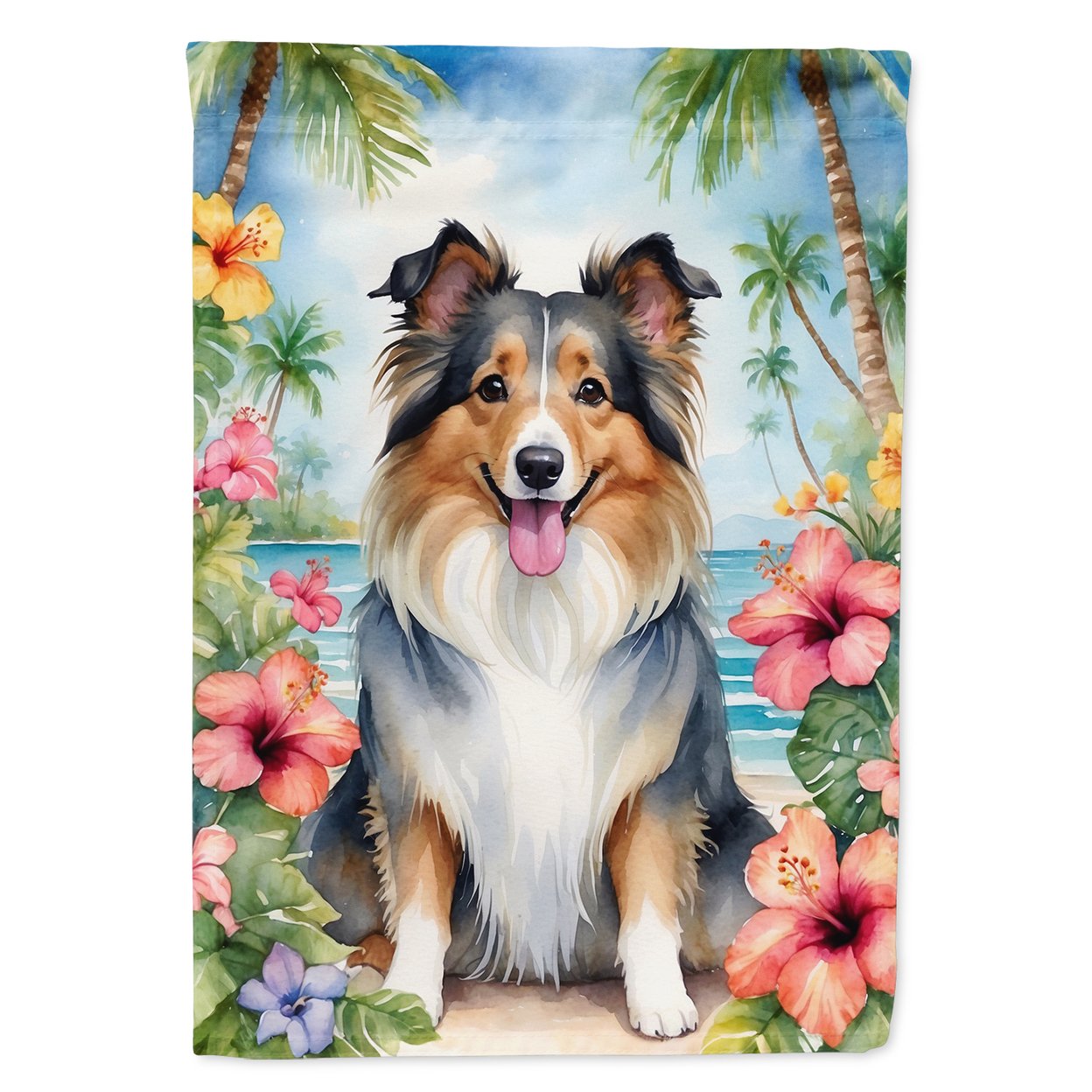 Sheltie Luau Garden Flag 11.25 in x 15.5 in