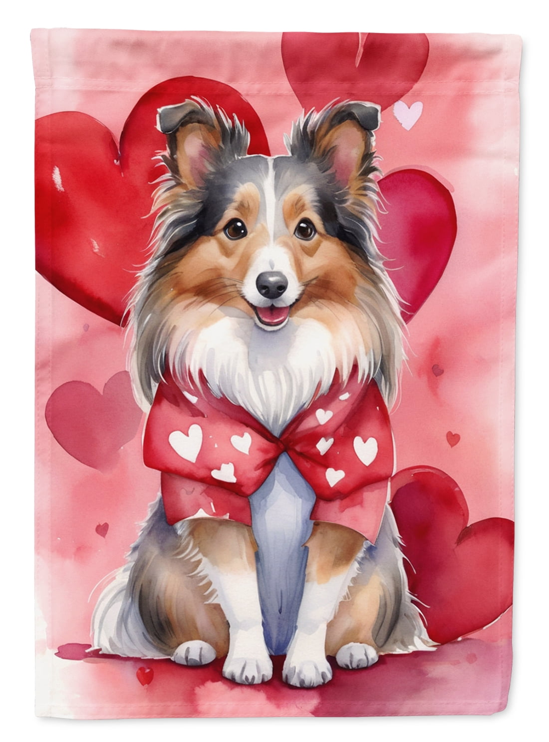 Sheltie My Valentine House Flag 28 in x 40 in