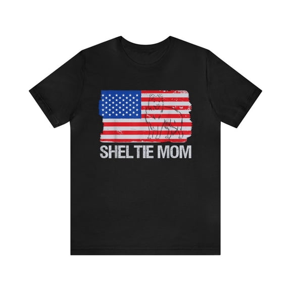 Sheltie Parent USA Flag Dog Lover Patriotic Graphic Novelty Tee Shirt,for men and women up to 5XL