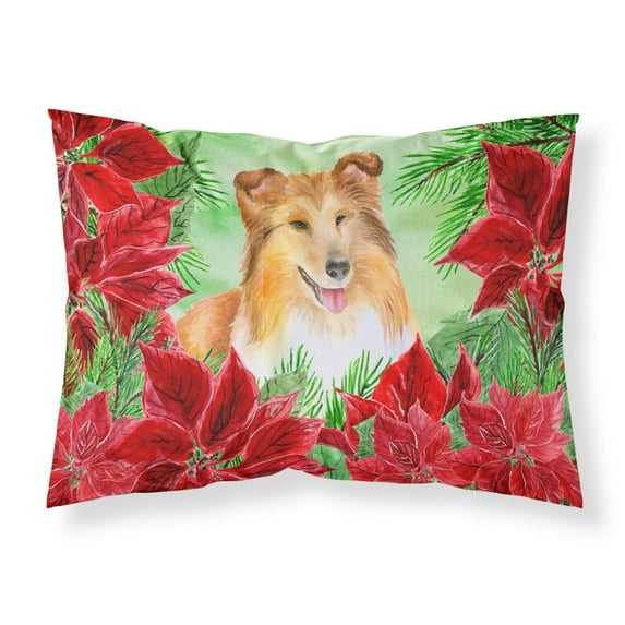 Sheltie Poinsettas Fabric Standard Pillowcase