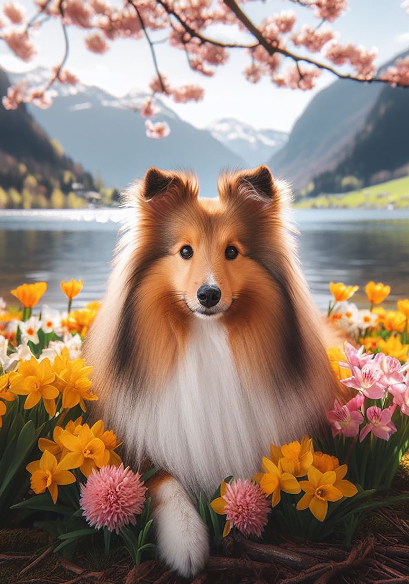 Spring Sable Sheltie Sable - Best of Breed DCR Spring Garden Flag 12