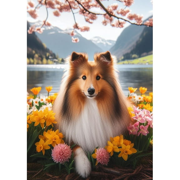 Sheltie Sable - Best of Breed DCR Spring Garden Flag 12" x 17"