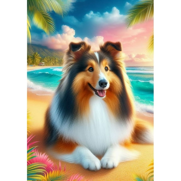 Sheltie Sable - Best of Breed DCR Summer House Flag 28" x 40"