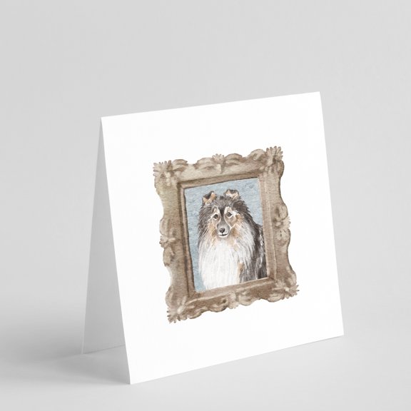 Sheltie Sable Front View 2 Square Greeting Cards and Envelopes Pack of 8 5 in x 5 in