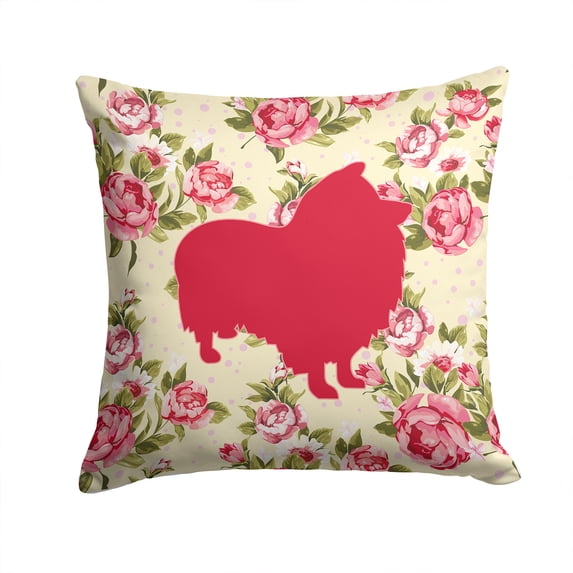 Sheltie Shabby Chic Yellow Roses Fabric Decorative Pillow