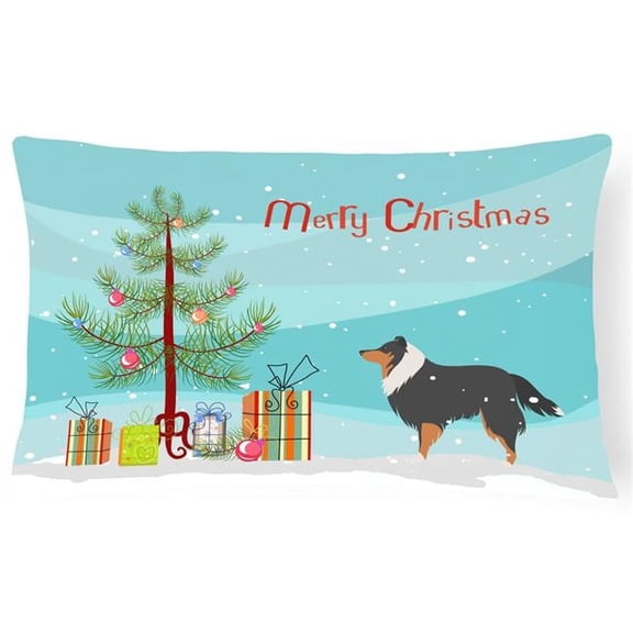 Sheltie & Shetland Sheepdog Merry Christmas Tree Canvas Fabric Decorative Pillow
