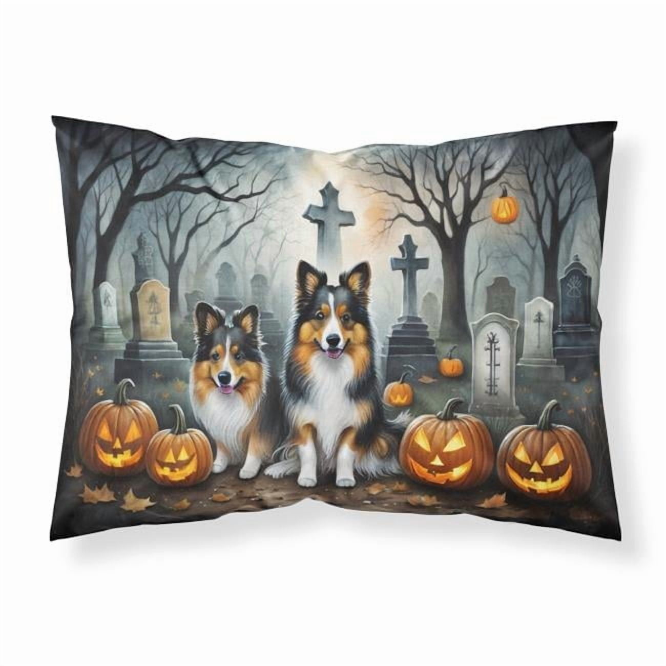 Sheltie Spooky Halloween Fabric Standard Pillowcase