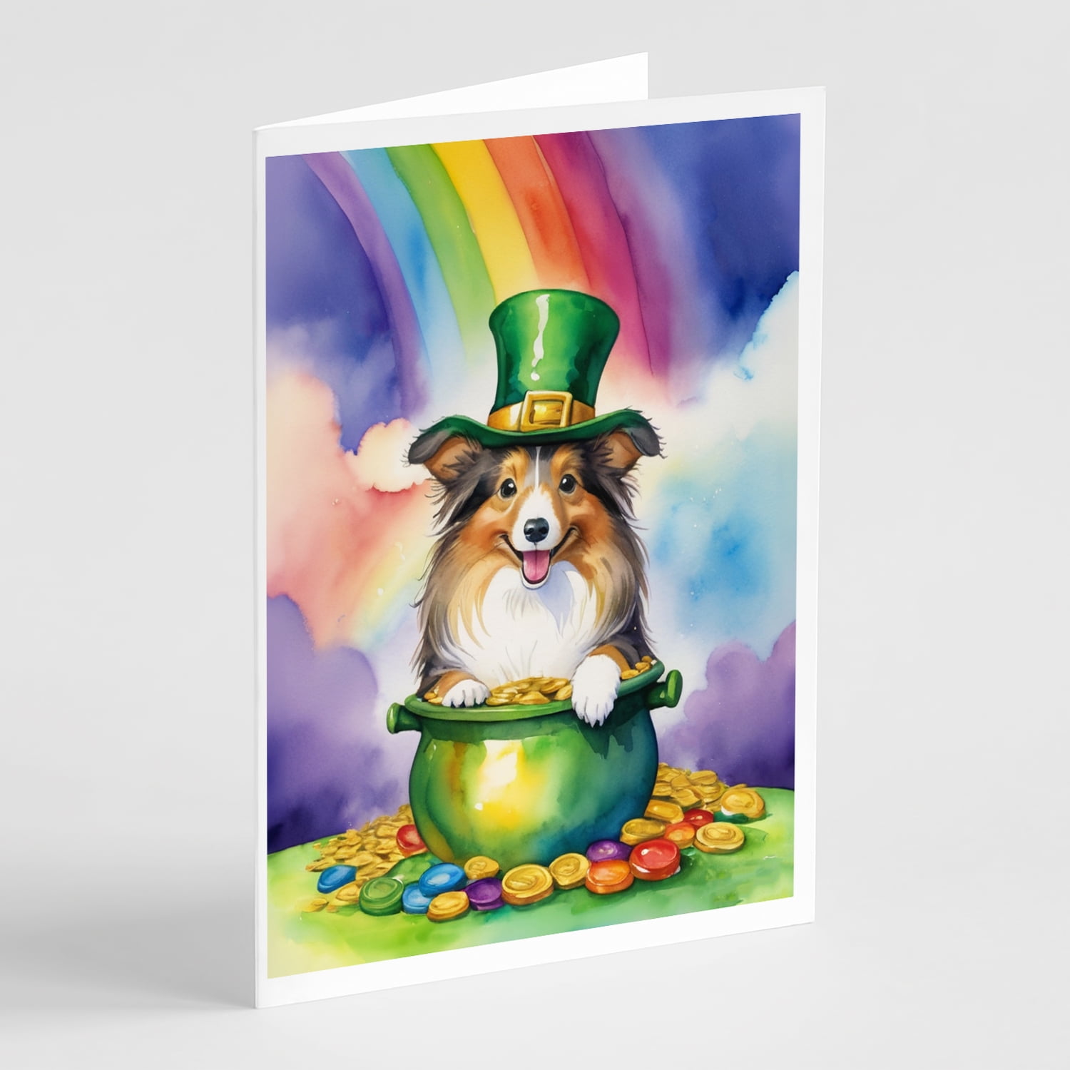 Sheltie St Patrick's Day Greeting Cards Pack of 8 7 in x 5 in