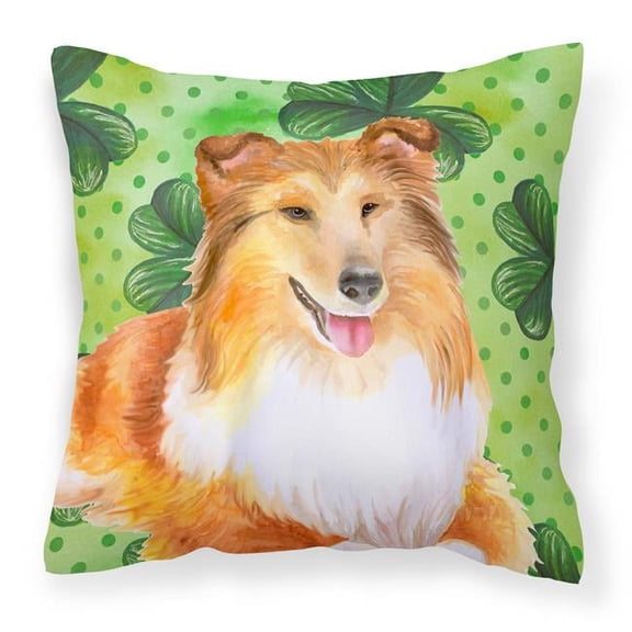 Sheltie St Patricks Fabric Decorative Pillow