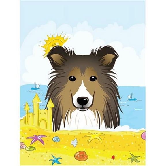 Sheltie Summer Beach Canvas House Flag