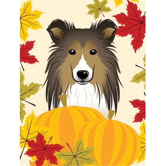 Sheltie Thanksgiving Canvas House Flag