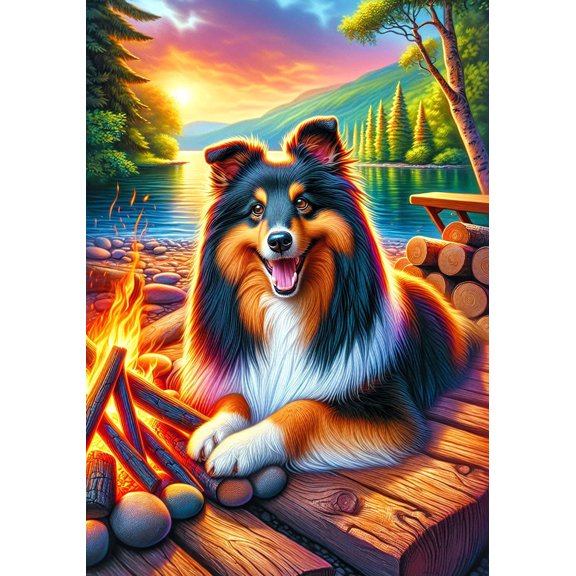 Sheltie Tri - Best of Breed DCR Summer Camping Outdoor Garden Flag 12" x 17"