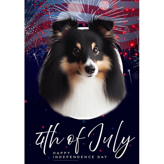Sheltie Tri - Best of Breed Independence Day July 4th Fourth of July Outdoor Garden Flag 12" x 17" Mailbox Flag Dog Flag