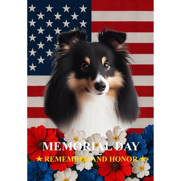 Sheltie Tri - Best of Breed Memorial Day Outdoor House Flag 28" x 40" Mailbox Flag Dog Flag