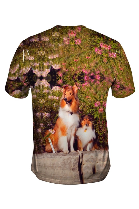 Sheltie Wall Flower Mens T-Shirt All Over Print