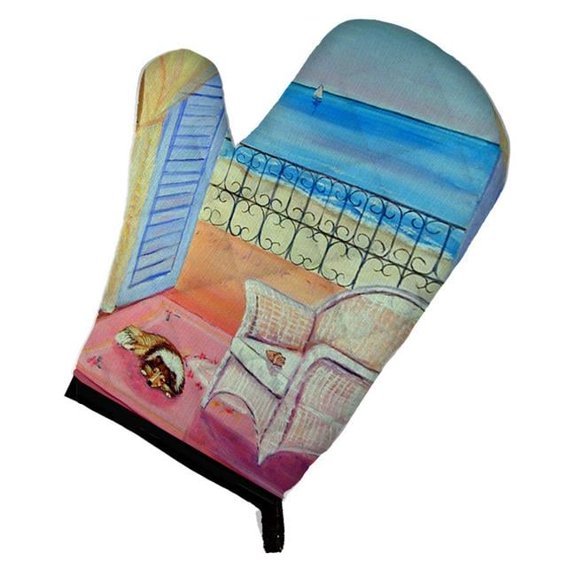 Sheltie waiting on Mom Oven Mitt