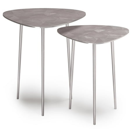 Simpli Home - Shelton 2 Piece Metal Nesting Table - Nickel