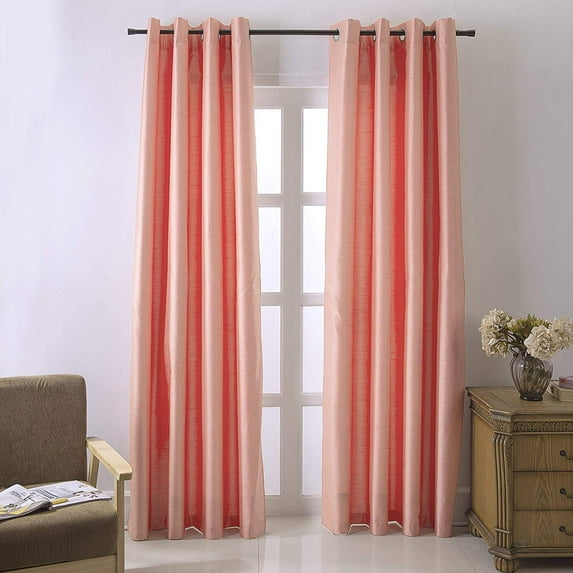 Shelton Faux Silk 54 X 84 In. Room Darkening Grommet Single Curtain Panel In Coral