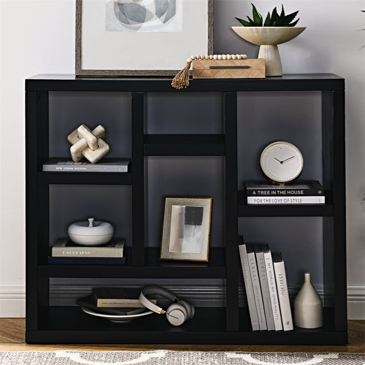 Shelves, with 7 Cube Storage Spaces, Open Bookshelf, Open