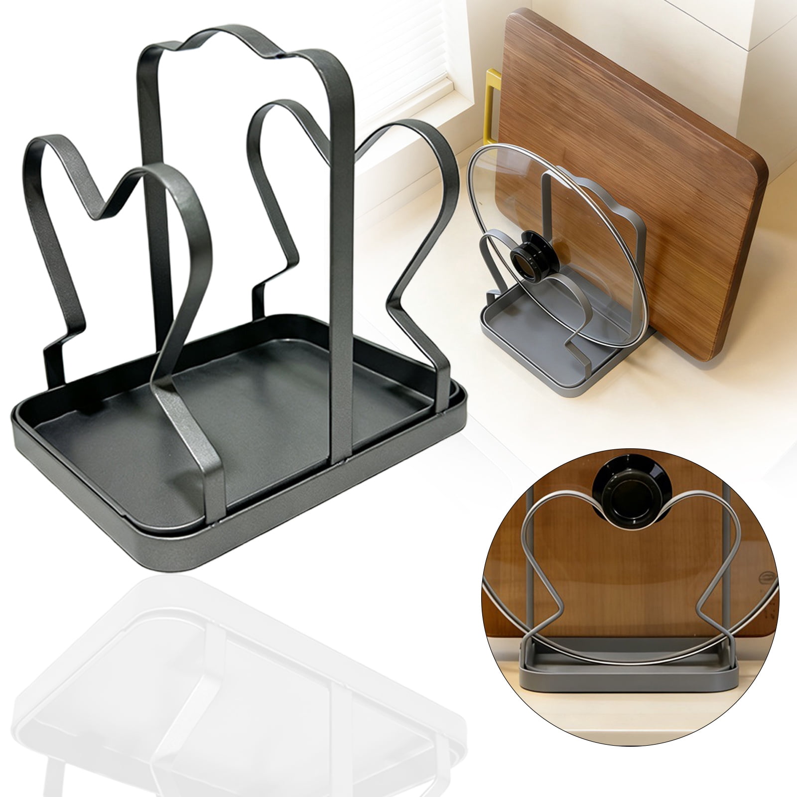 Shelves | Pot Lid Holder Removable Drip Tray Kitchen Organizer With ...