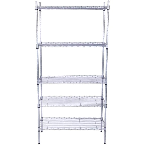 Shelves,XM-304B Rectangle Carbon Steel Metal Assembly 5-Shelf Storage Rack Silver Gray