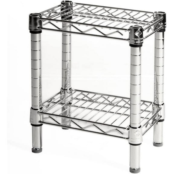 Shelving Inc. 10" d x 18" w x 14" h Chrome Wire Shelving with 2 Tier Shelves, Weight Capacity 800lbs Per Shelf