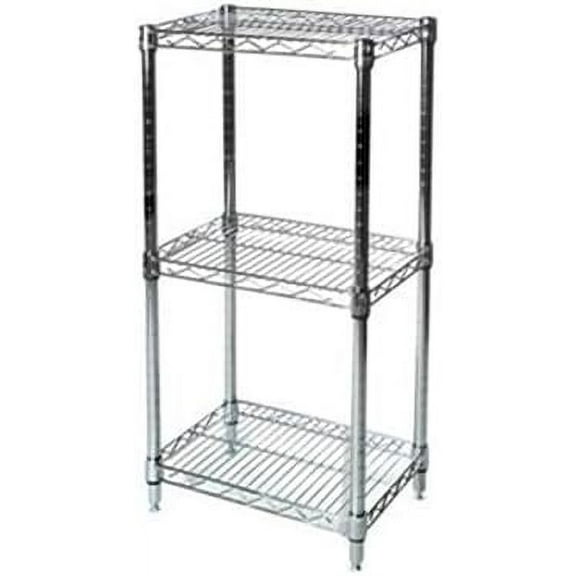 Shelving Inc. 10" d x 24" w x 34" h Chrome Wire Shelving with 3 Tier Shelves, Weight Capacity 800lbs Per Shelf