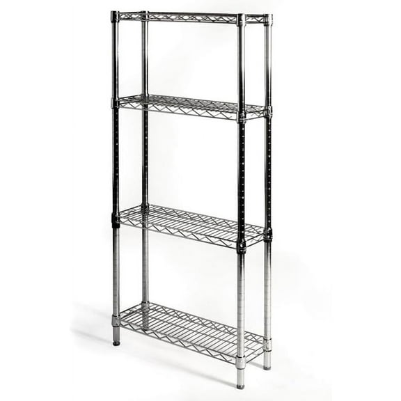 Shelving Inc. 10" d x 24" w x 72" h Chrome Wire Shelving with 4 Tier Shelves, Weight Capacity 800lbs Per Shelf