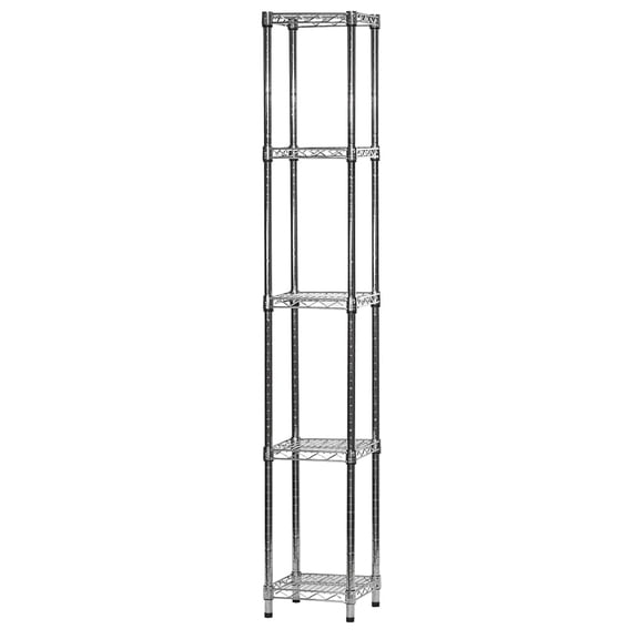 Shelving Inc. 12" d x 12" w x 64" h Chrome Wire Shelving with 5 Shelves
