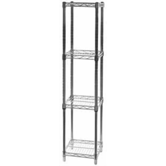 Shelving Inc. 12" d x 12" w x 72" h Chrome Wire Shelving with 4 Tier Shelves, Weight Capacity 800lbs Per Shelf