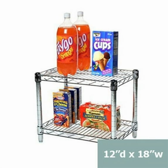 Shelving Inc. 12" d x 18" w Chrome Wire Shelving with 2 Tier Shelves, Weight Capacity 800lbs Per Shelf