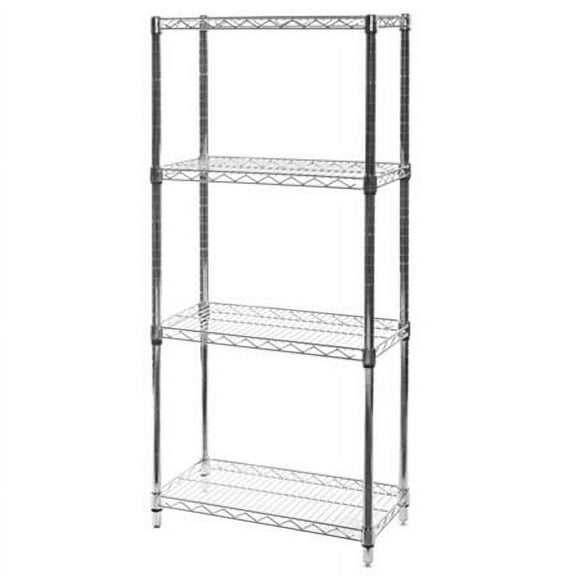 Shelving Inc. 12" d x 24" w x 72" h Chrome Wire Shelving with 4 Tier Shelves, Weight Capacity 800lbs Per Shelf