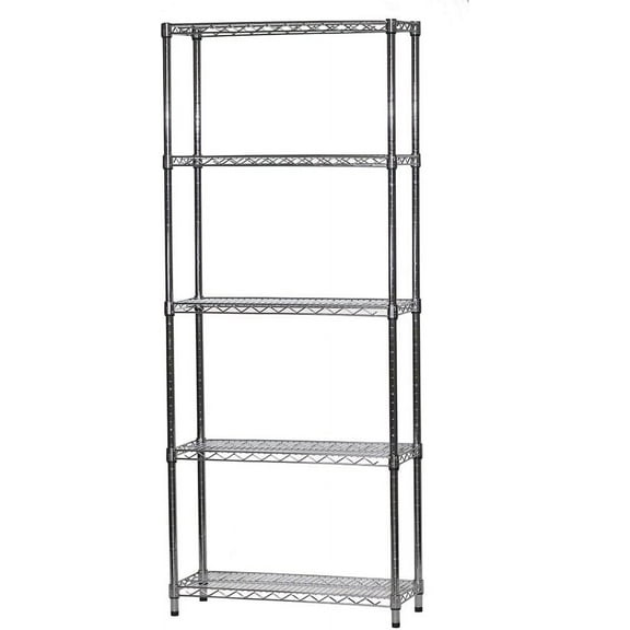 Shelving Inc. 12" d x 30" w x 54" h Chrome Wire Shelving with 5 Tier Shelves, Weight Capacity 800lbs Per Shelf