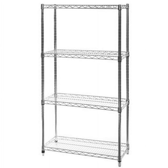 Shelving Inc. 12" d x 30" w x 84" h Chrome Wire Shelving with 4 Tier Shelves, Weight Capacity 800lbs Per Shelf